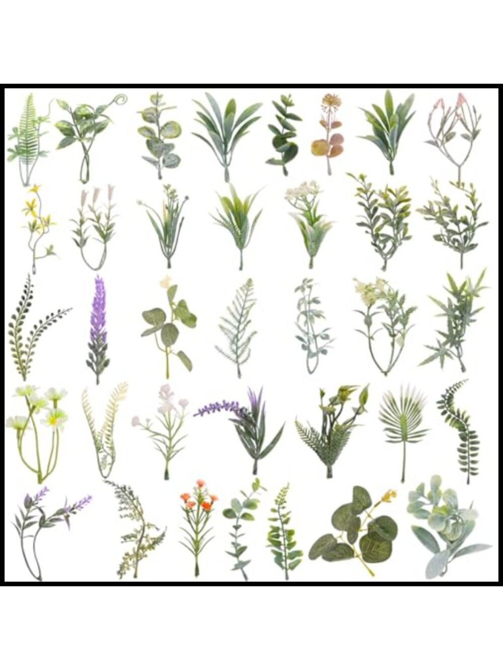 36pc Mini Artificial Greenery Faux Leaves Plastic Fabric DIY Craft Bouquets